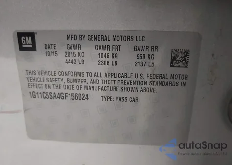 2016 Chevrolet Malibu Limited Lt from USA, damaged, VIN 1G11C5SA4GF156024